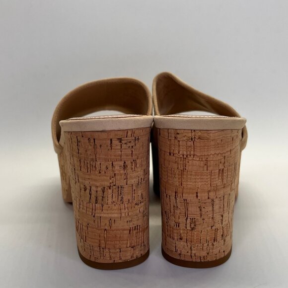 Kate Spade Ibiza Suede Platform Slide Size 7 B Women Cork Block Heel Sand - Picture 6 of 16